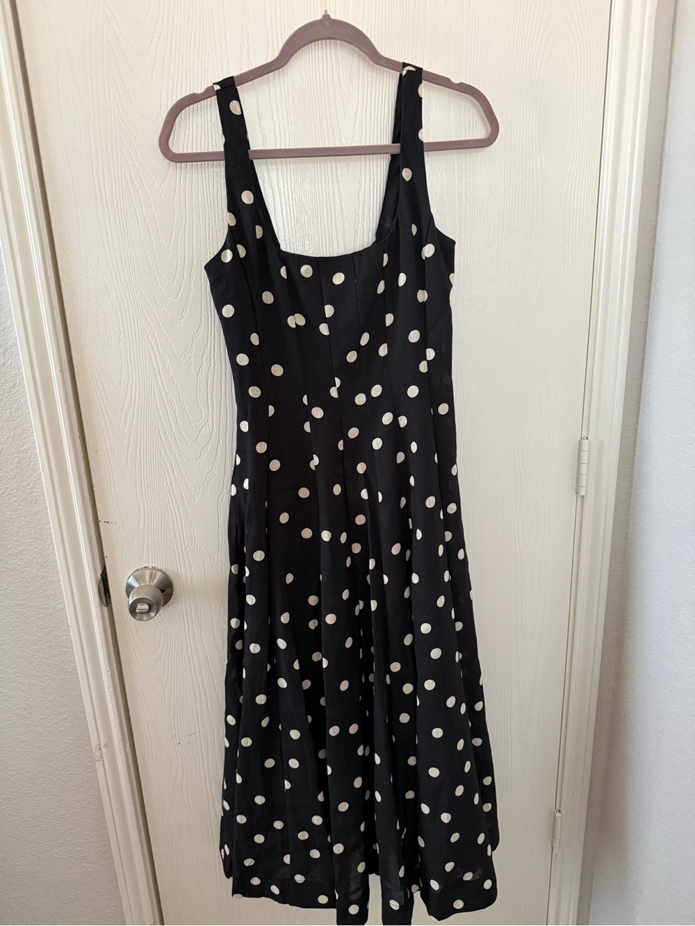 Vici Black Midi Dress with White Polka Dots